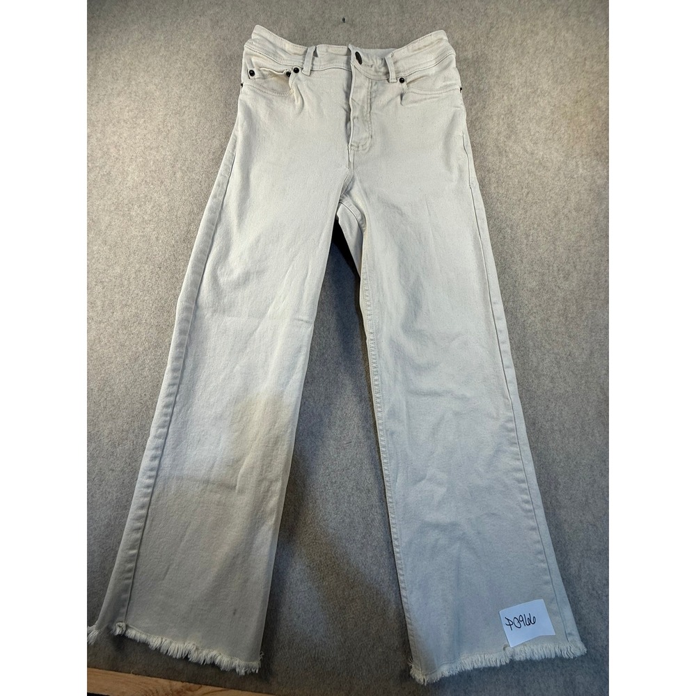 Toad&Co Womens Wide Leg High Rise Raw Hem Jeans Beige Size 4